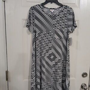 Lularoe Size Small Black  Dress  White Stripes short sleeve stretch